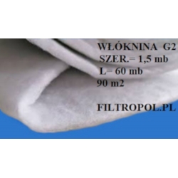 Włóknina filtracyjna G2 Filtropol   formatka szer=1.50 mb   L=4 mb (1.50 x 4 = 6 m2)  m2=14.50 zł