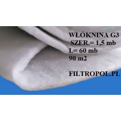 Włóknina filtracyjna G3 Filtropol   formatka szer=1.50 mb   L=1 mb (1.50 x 1 = 1.5 m2) m2=16.50 zł